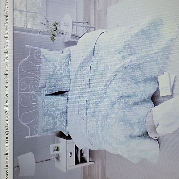 Laura Ashley Bedding Laura Ashley 3 Pc Duck Egg Blue Floral